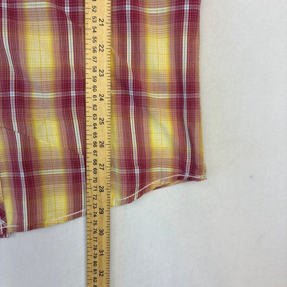 Larry Mahan Western Shirt Mens Small Yellow Red Plaid Pearl Snap LM-1310706NS - Picture 6 of 8